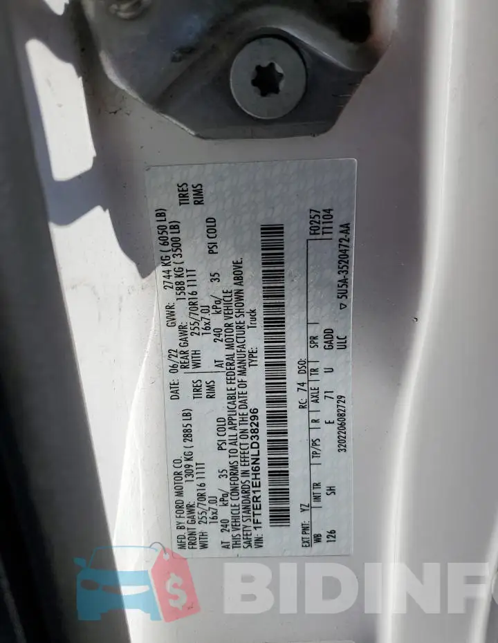1FTER1EH6NLD38296 Photo# 12