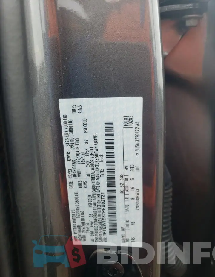 1FTEW1E87PFB02721 Photo# 13