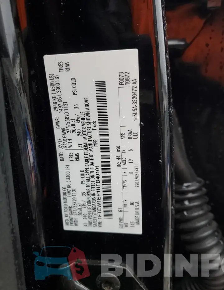 1FTEW1EP1HFB40101 Photo# 12