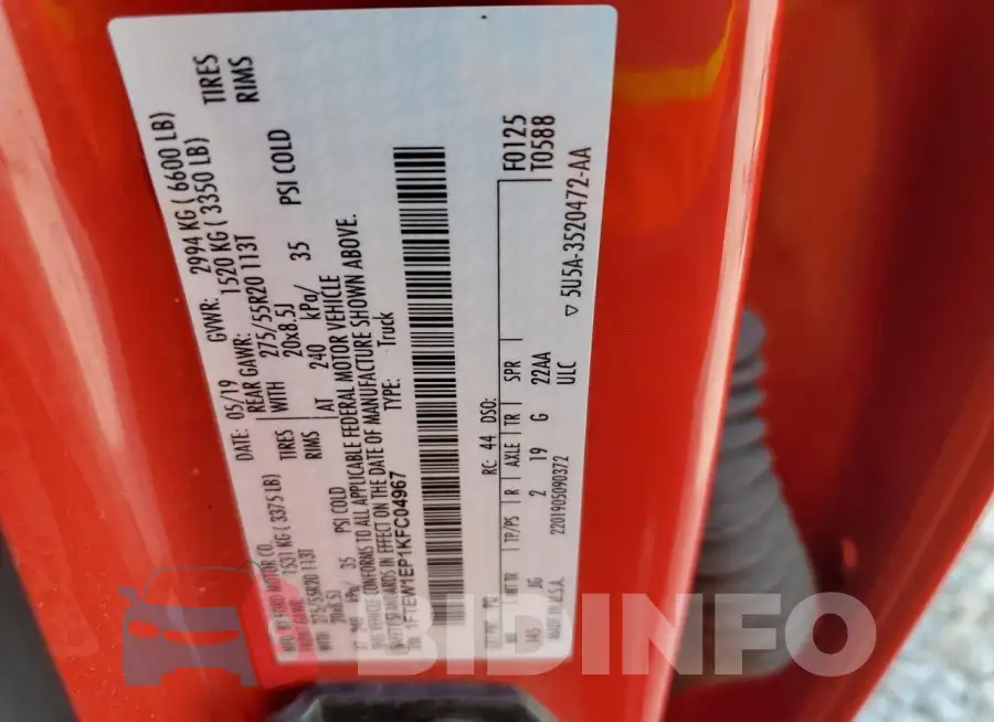 1FTEW1EP1KFC04967 Photo# 13