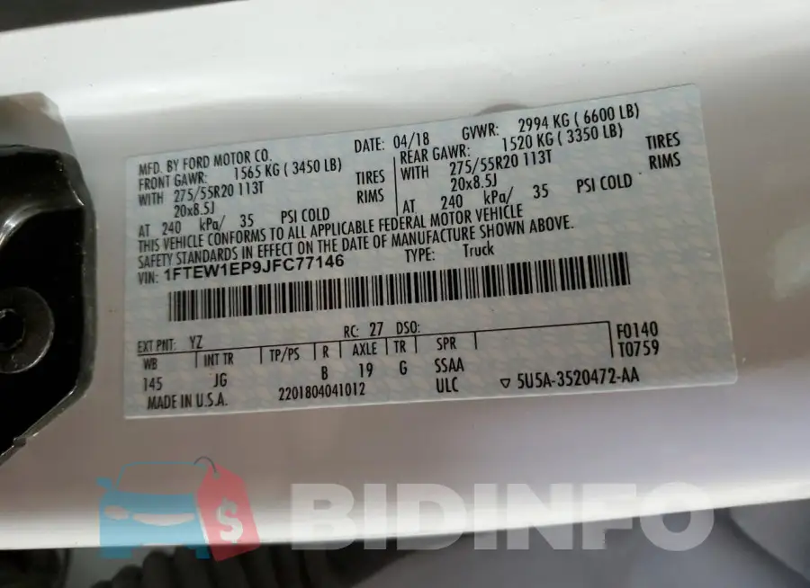1FTEW1EP9JFC77146 Photo# 12