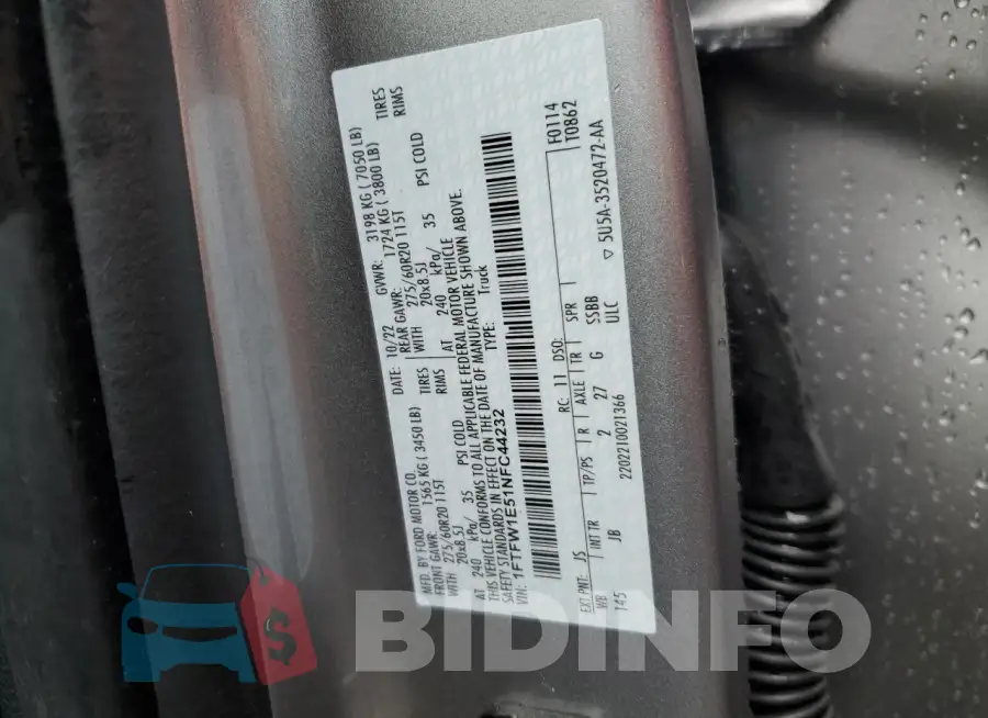1FTFW1E51NFC44232 Photo# 12