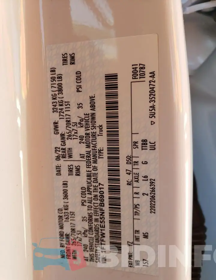 1FTFW1E55NFB69017 Photo# 12