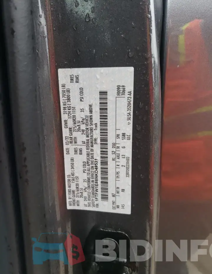 1FTFW1E88NKD49531 Photo# 12