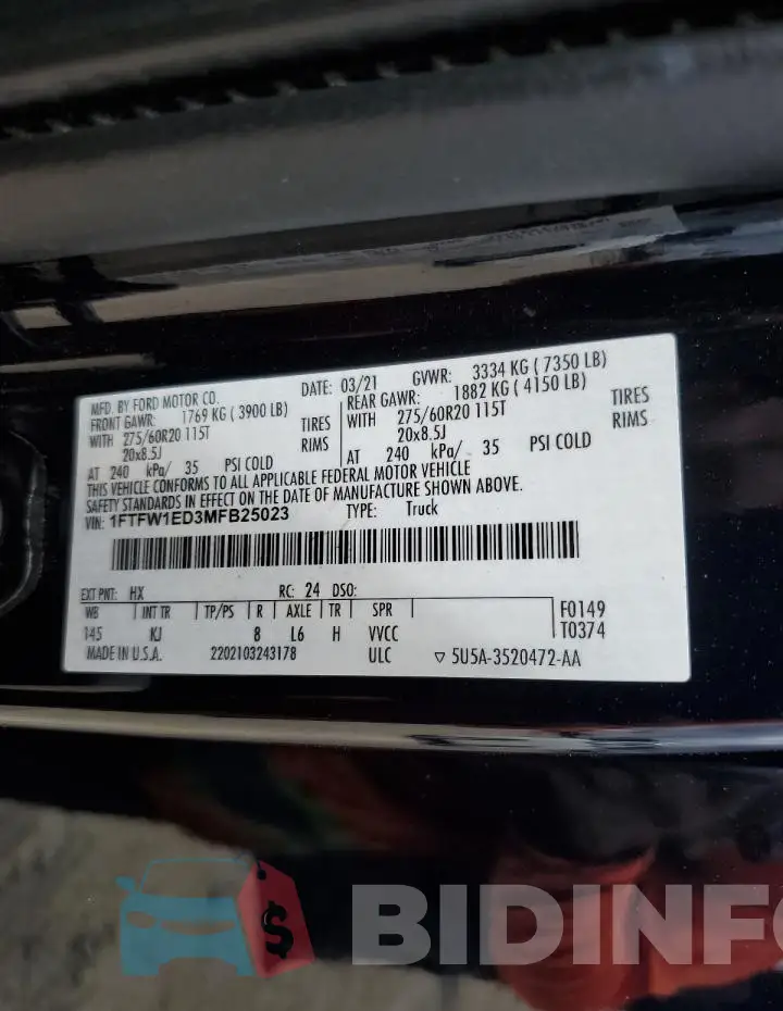 1FTFW1ED3MFB25023 Photo# 13