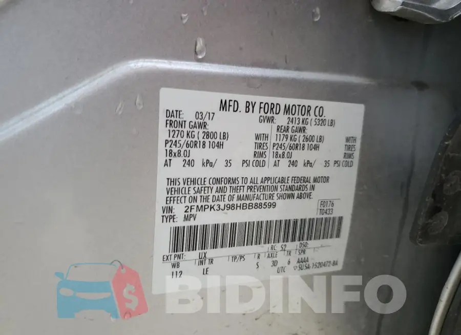 2FMPK3J98HBB88599 Photo# 13
