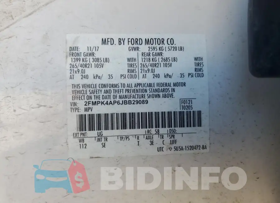2FMPK4AP6JBB29089 Photo# 13