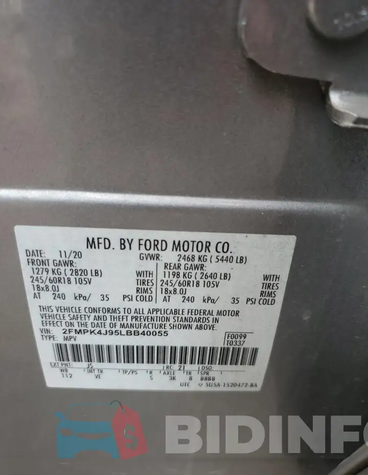 2FMPK4J95LBB40055 Photo# 12