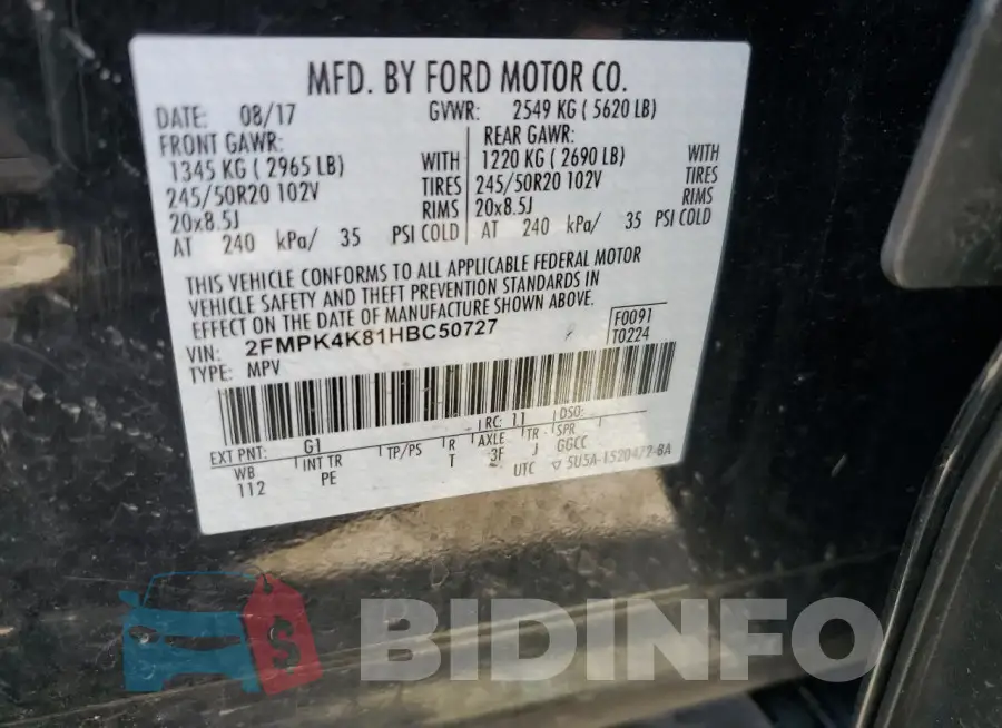 2FMPK4K81HBC50727 Photo# 14