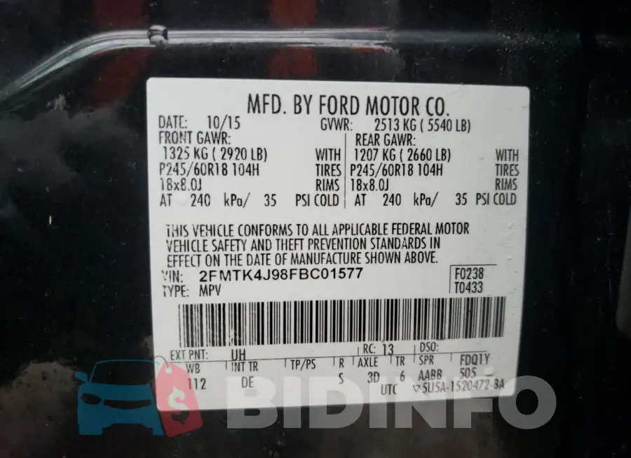 2FMTK4J98FBC01577 Photo# 13