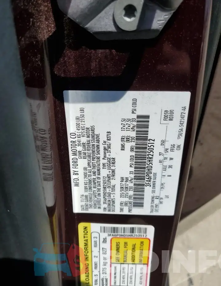 3FA6P0HD5HR250512 Photo# 12
