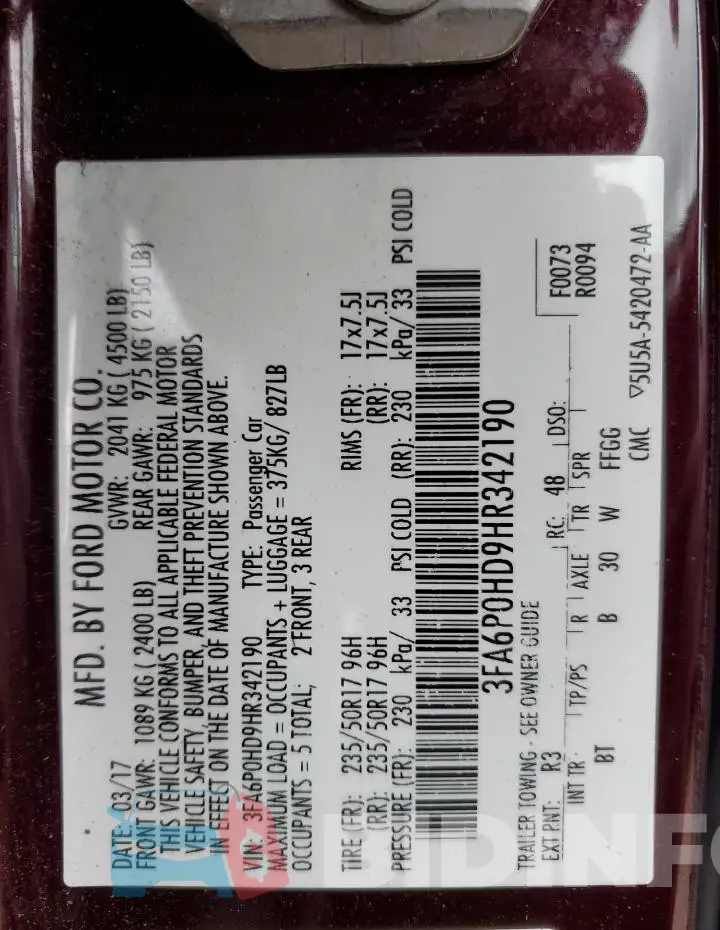 3FA6P0HD9HR342190 Photo# 13