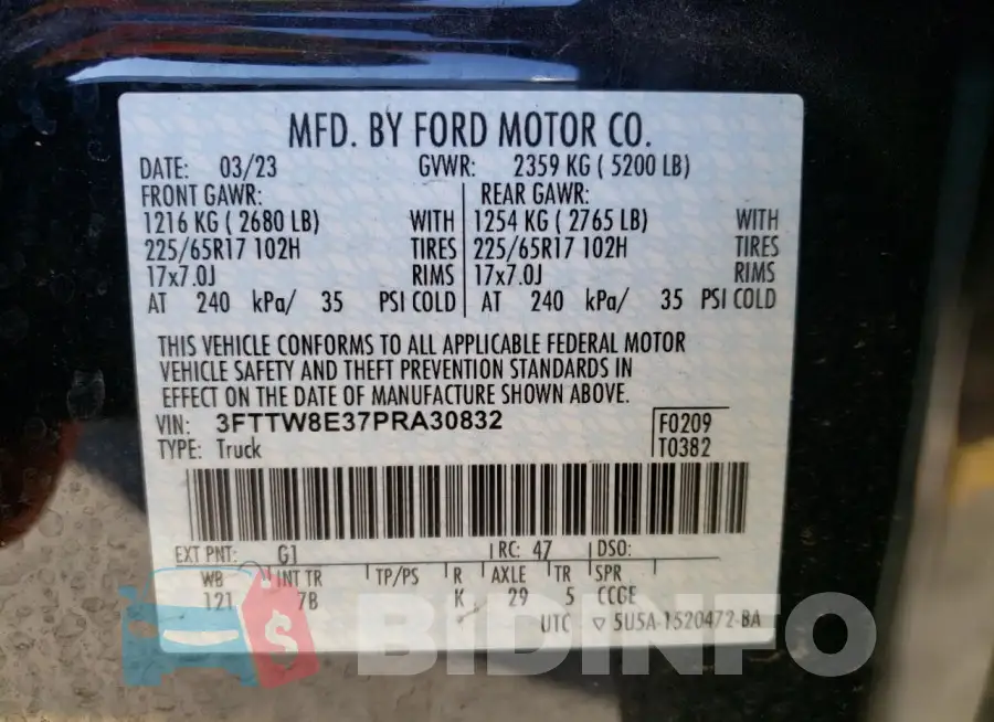 3FTTW8E37PRA30832 Photo# 13