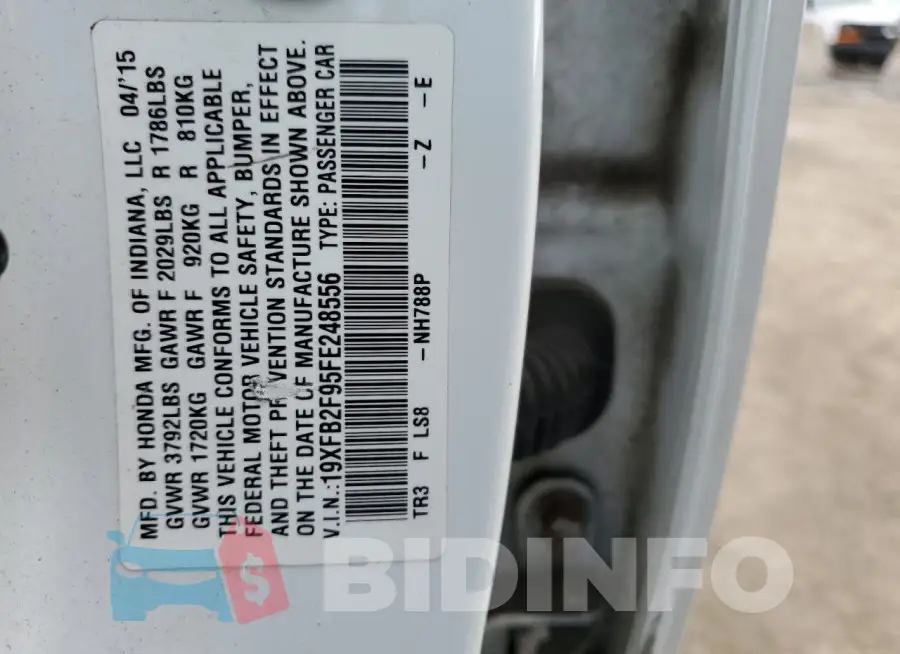 19XFB2F95FE248556 Photo# 12