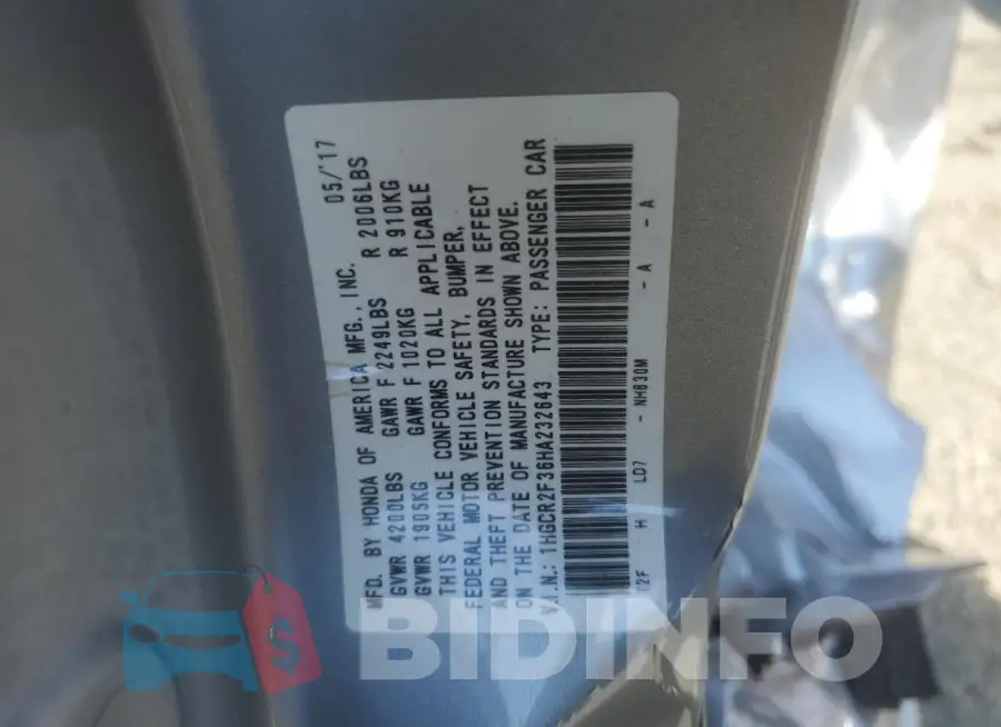 1HGCR2F36HA232643 Photo# 12