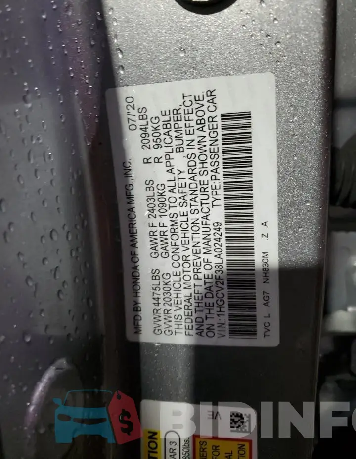 1HGCV2F38LA024249 Photo# 12