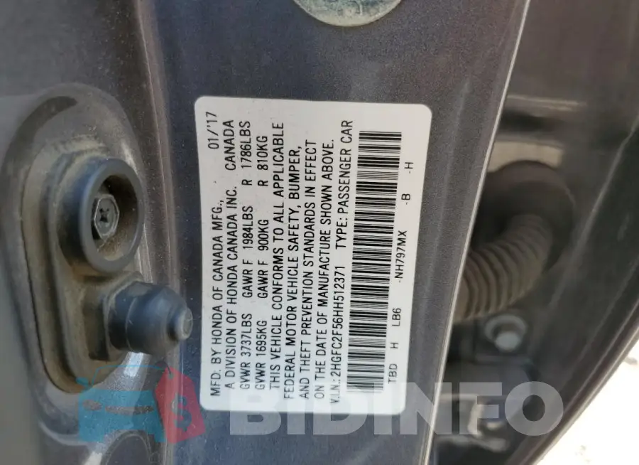 2HGFC2F56HH512371 Photo# 12