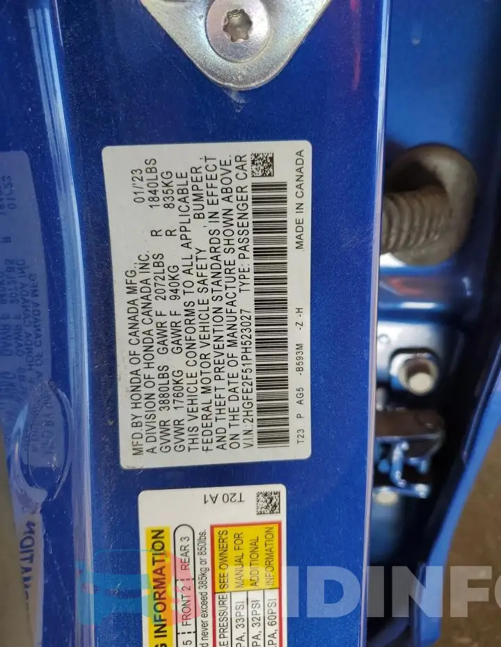 2HGFE2F51PH523027 Photo# 12