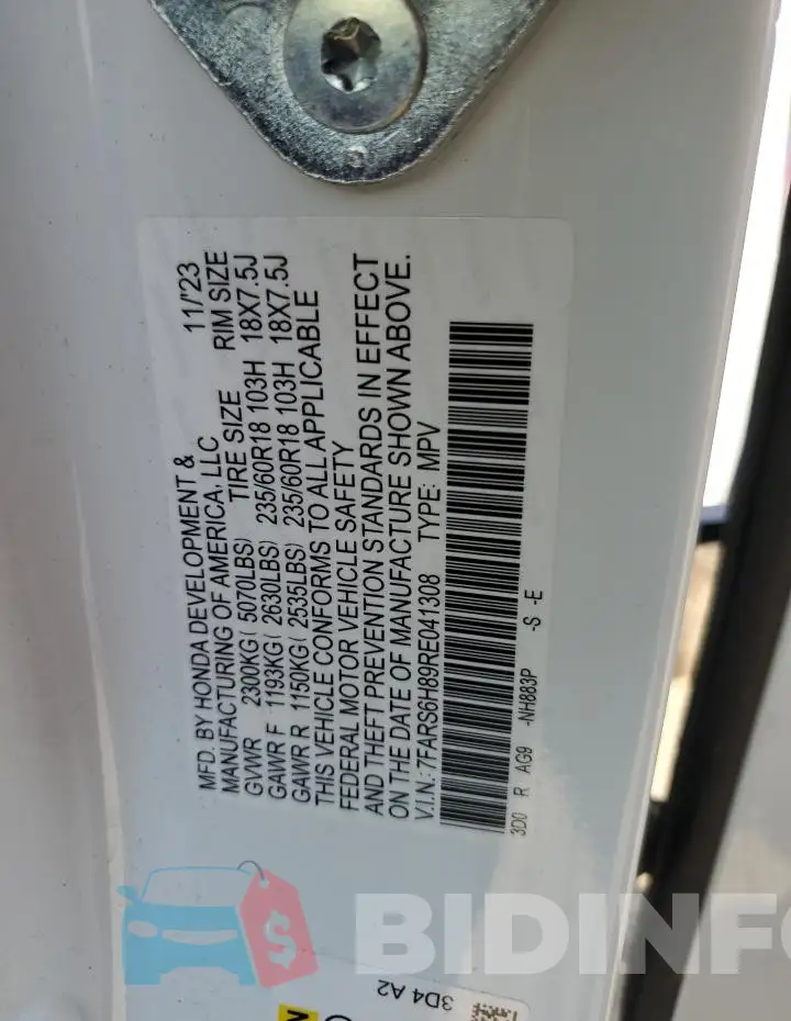 7FARS6H89RE041308 Photo# 14