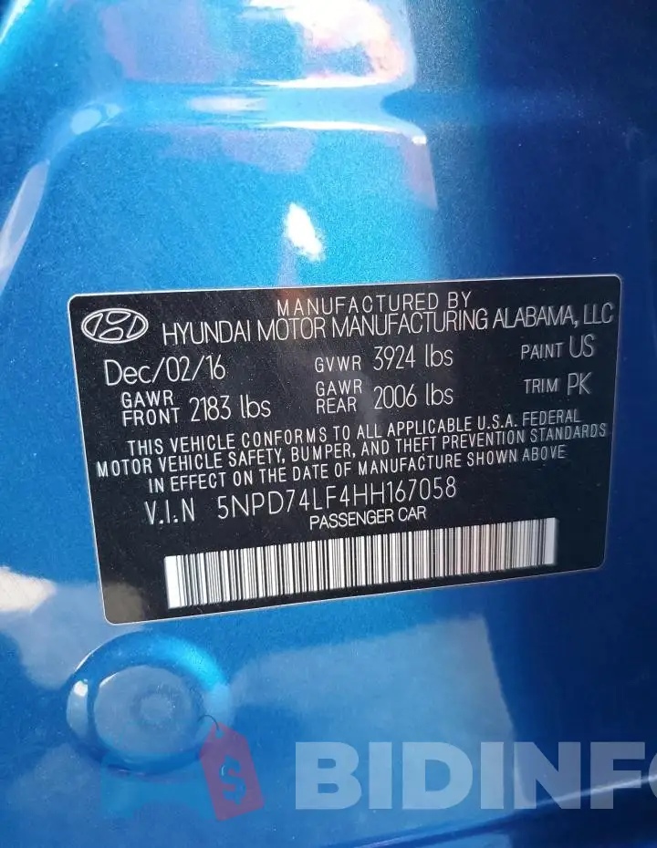 5NPD74LF4HH167058 Photo# 12