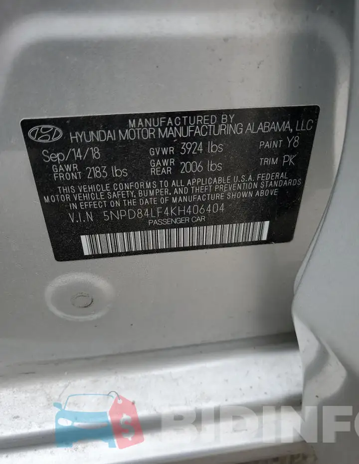 5NPD84LF4KH406404 Photo# 12