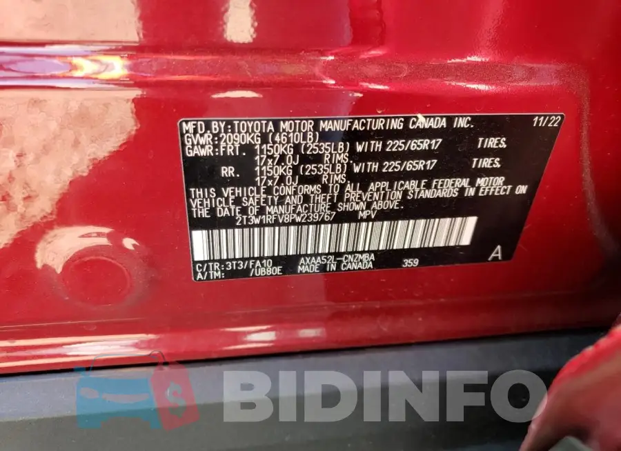2T3W1RFV8PW239767 Photo# 12