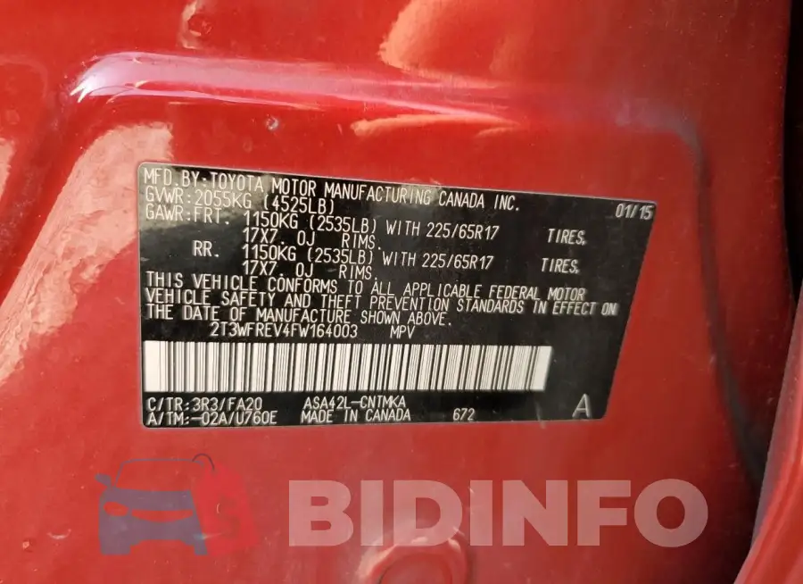 2T3WFREV4FW164003 Photo# 12