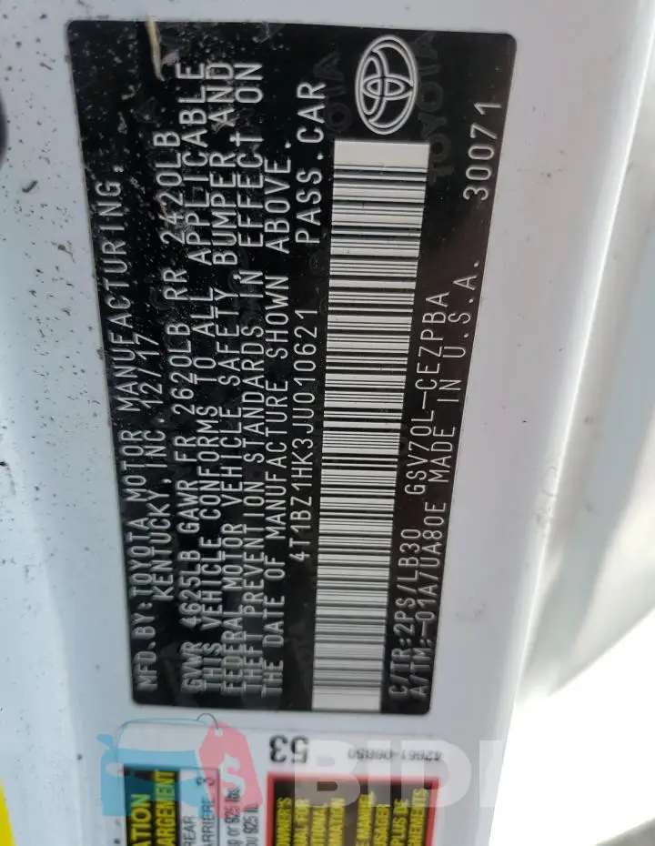 4T1BZ1HK3JU010621 Photo# 13