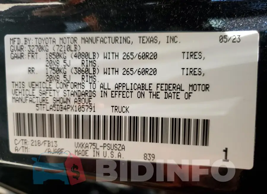 5TFLA5DB4PX105791 Photo# 14