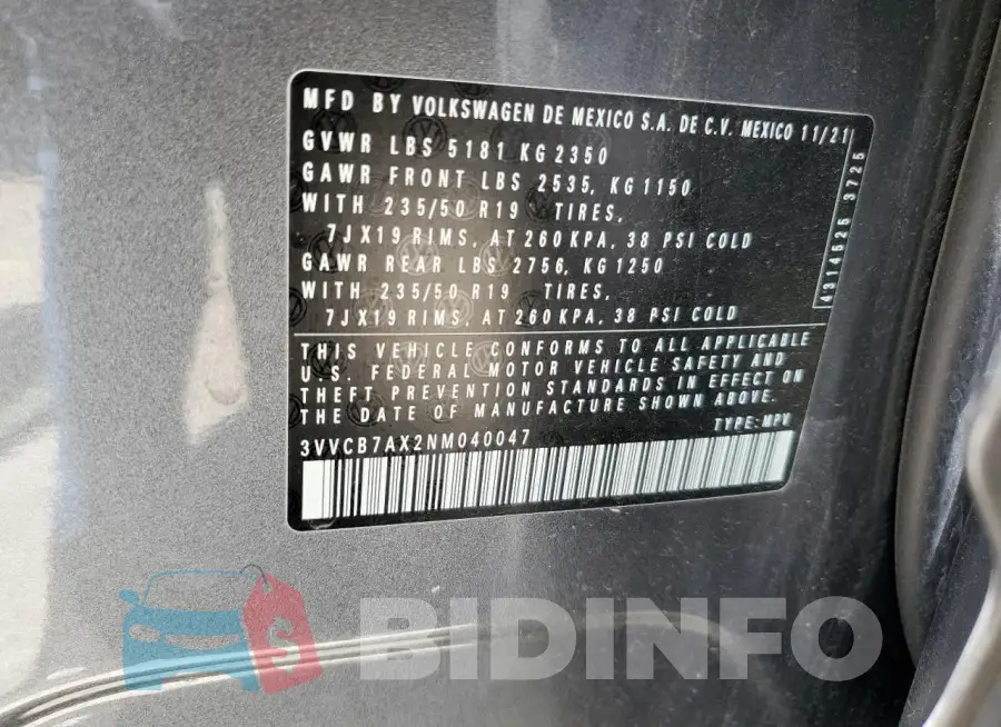 3VVCB7AX2NM040047 Photo# 14