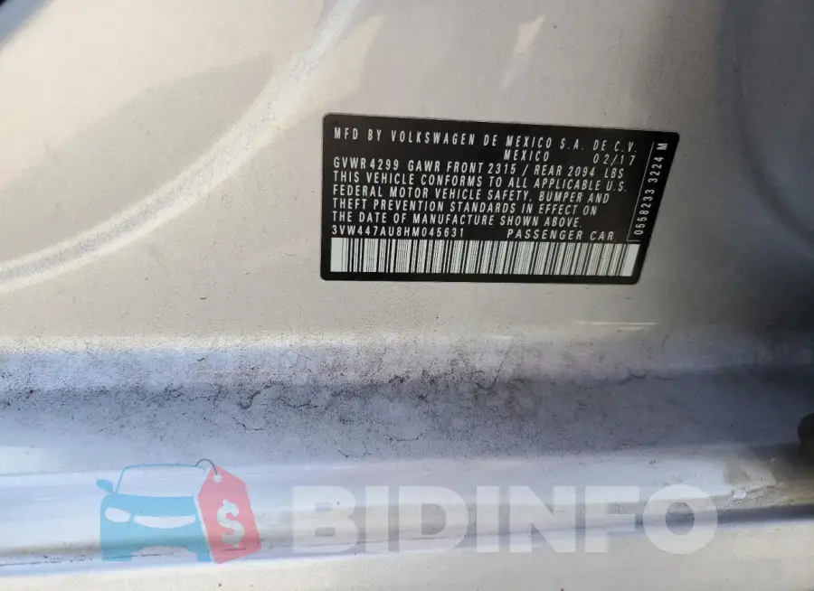 3VW447AU8HM045631 Photo# 12