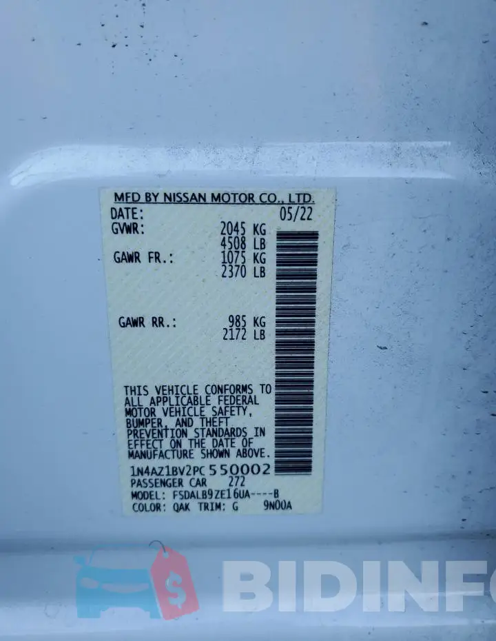 1N4AZ1BV2PC550002 Photo# 12