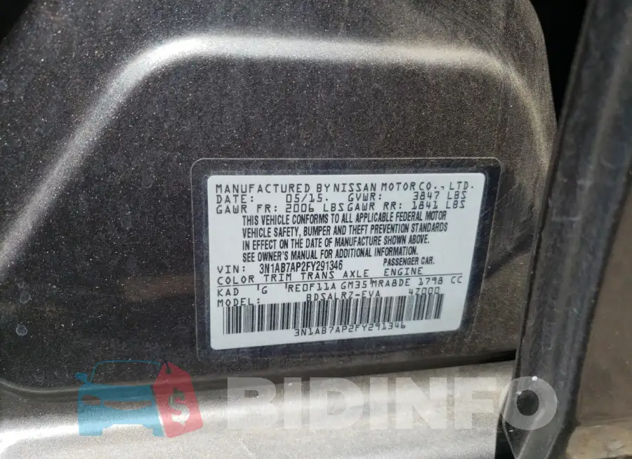3N1AB7AP2FY291346 Photo# 12