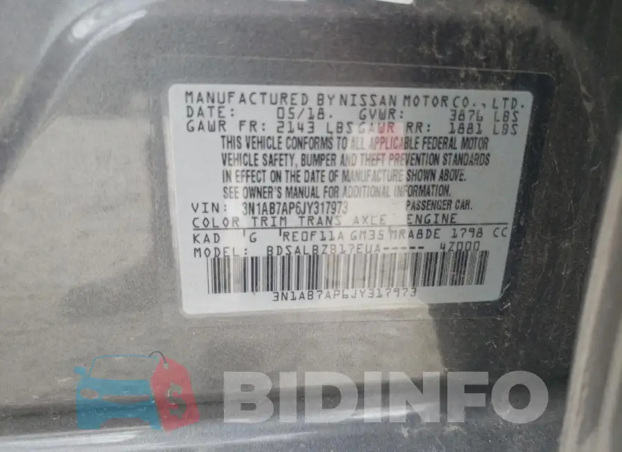 3N1AB7AP6JY317973 Photo# 12
