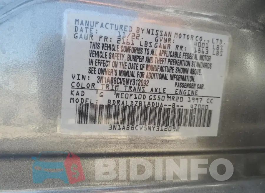 3N1AB8CV5NY312092 Photo# 12