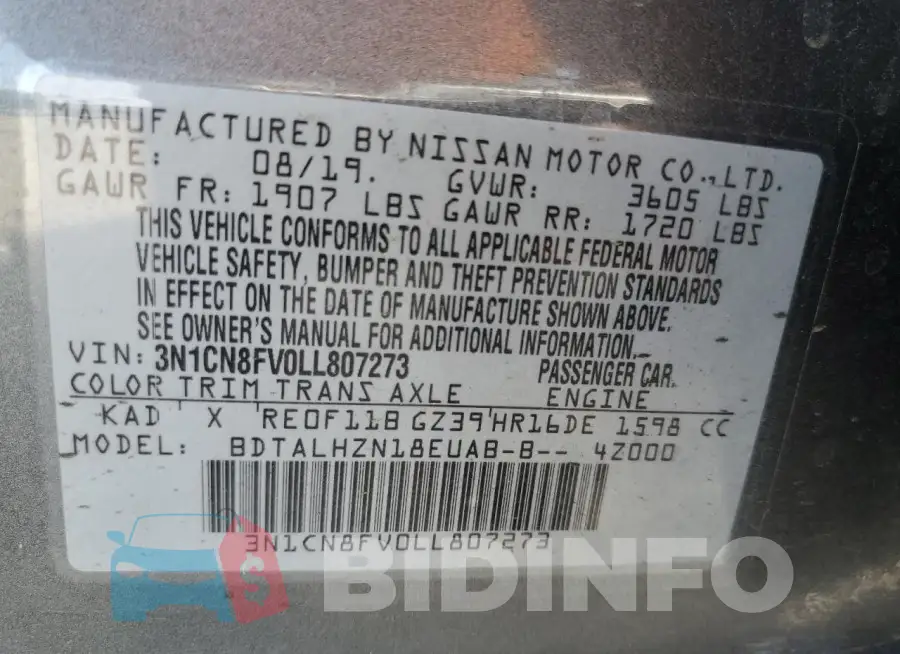 3N1CN8FV0LL807273 Photo# 12