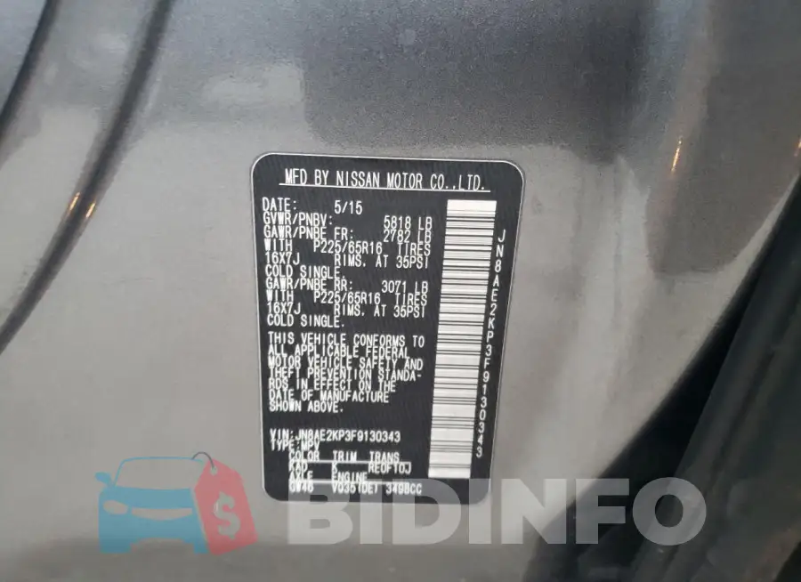 JN8AE2KP3F9130343 Photo# 12