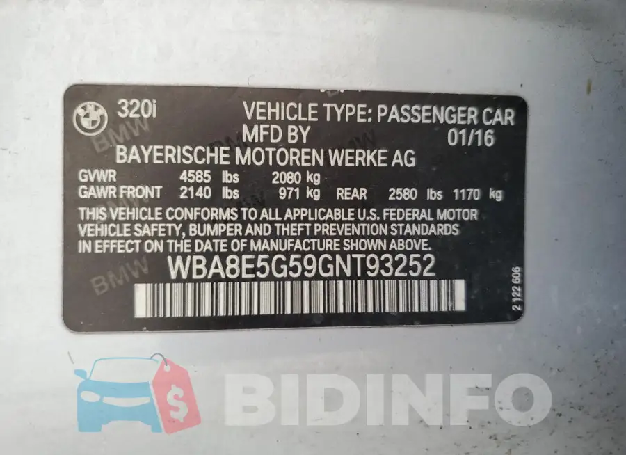 WBA8E5G59GNT93252 Photo# 13