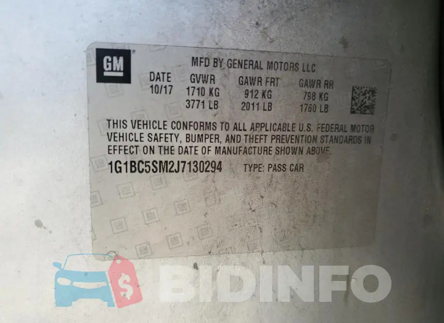 1G1BC5SM2J7130294 Photo# 12