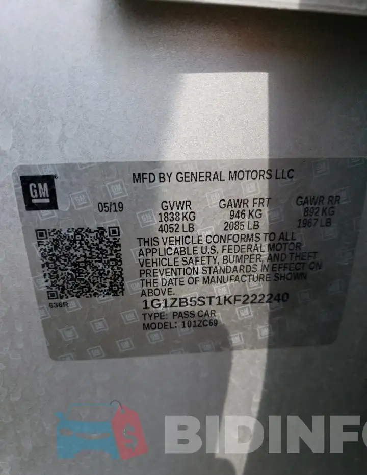 1G1ZB5ST1KF222240 Photo# 12