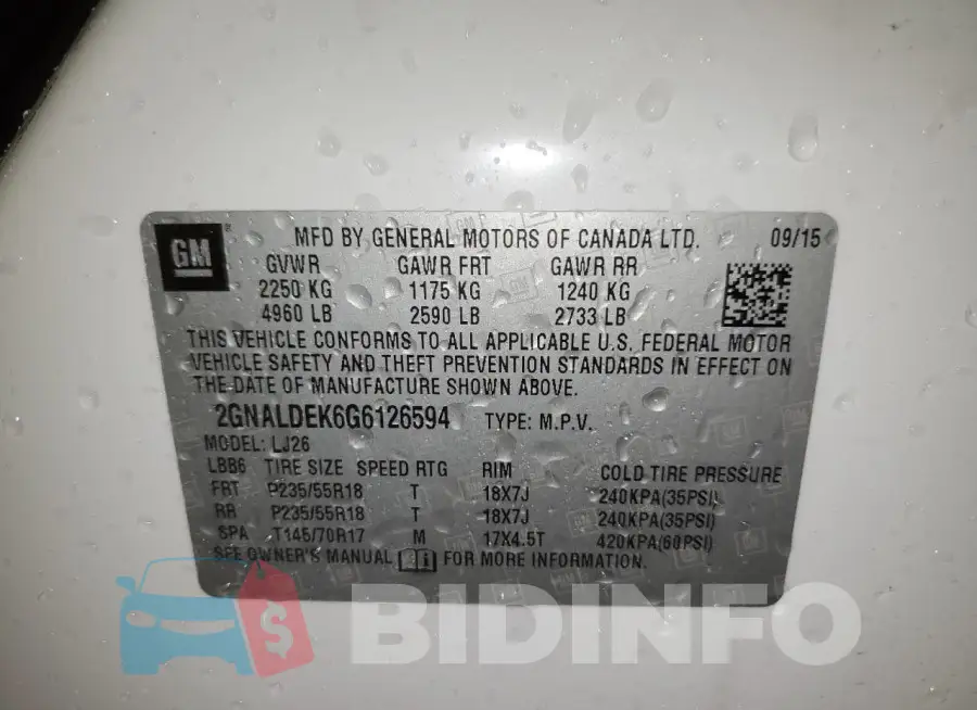 2GNALDEK6G6126594 Photo# 13