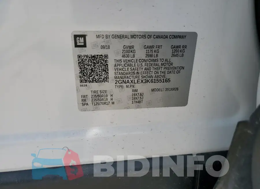 2GNAXLEX3K6155165 Photo# 12