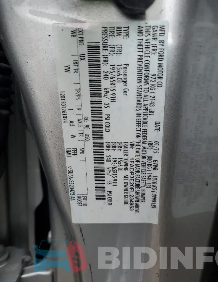 1FADP3E20FL234953 Photo# 12