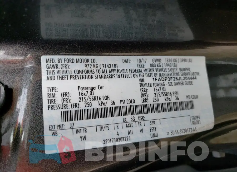 1FADP3F26JL204444 Photo# 12