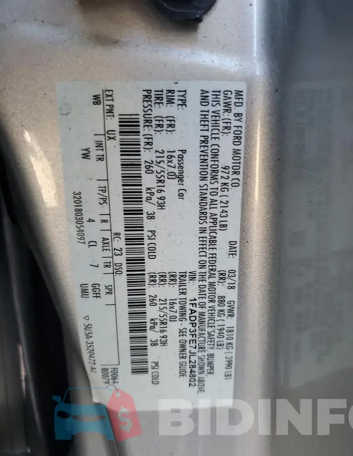 1FADP3FE7JL284802 Photo# 13