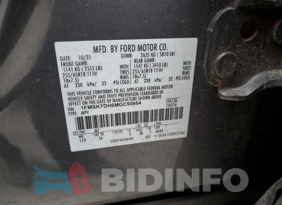 1FMSK7DH6MGC50864 Photo# 12