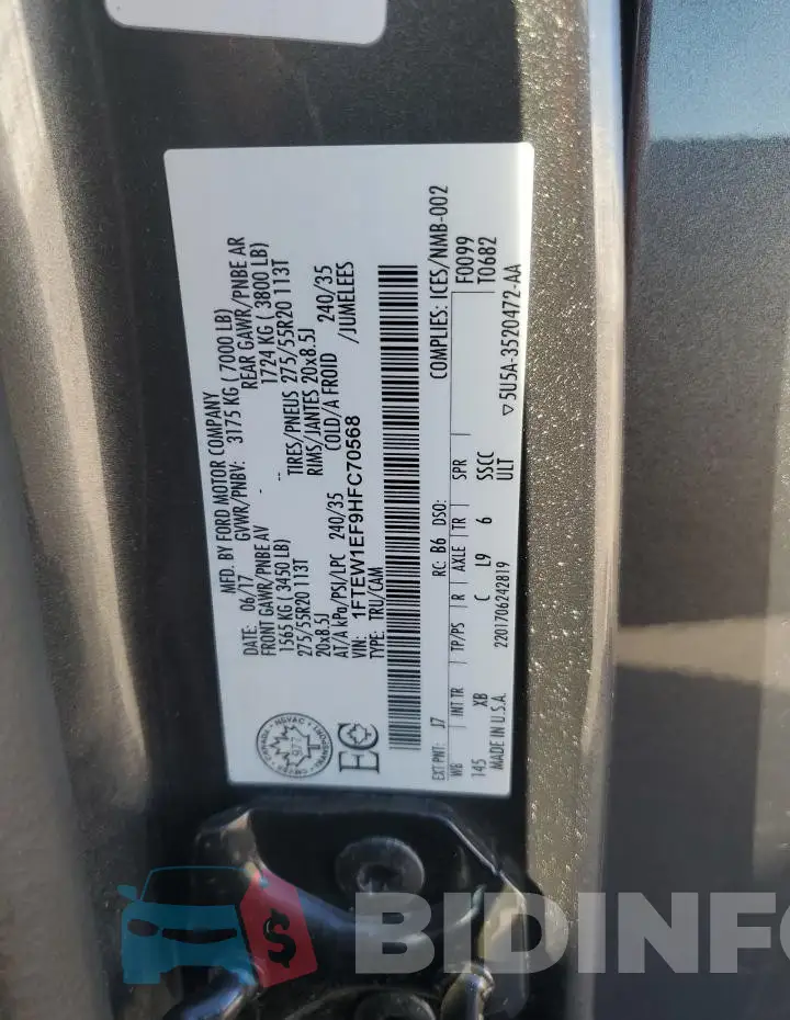 1FTEW1EF9HFC70568 Photo# 12