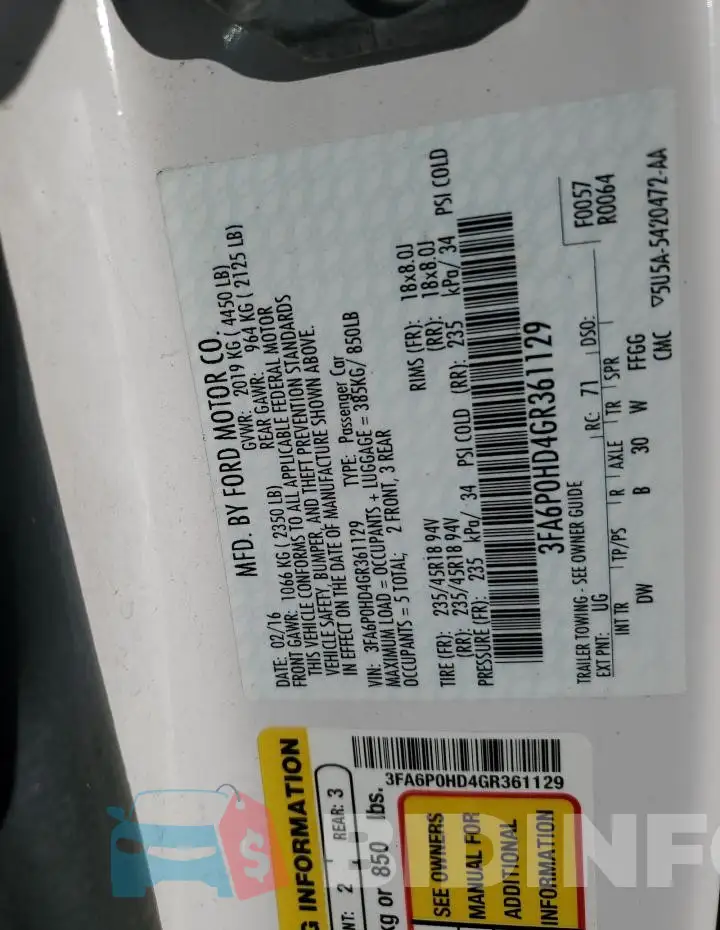 3FA6P0HD4GR361129 Photo# 12