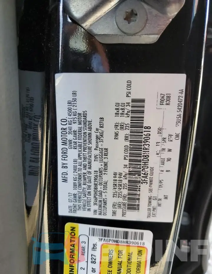 3FA6P0HD8HR390618 Photo# 12