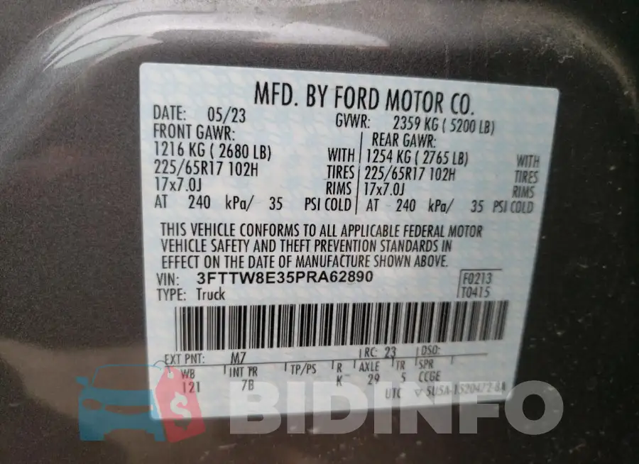 3FTTW8E35PRA62890 Photo# 12